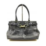 Coach Black Pebbled Leather Hampton Shoulder Bag.