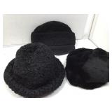 Faux fur hats, black