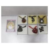 Glass pendant necklace on ribbon, asstd & more