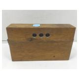 Vtg wooden carrying case w/glass vials, test