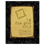 1g Bar .999 Fine Gold - Essayeur Fondeur