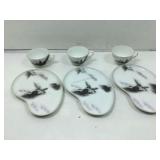 Asian-like hand painted sandwich & tea cup set