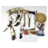 Native American hanging wall art w/fur &