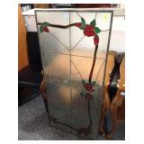 48x22 Stained Glass Transom Panel Rose Design -