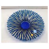 Glass art bowl blue/gold in color 15x15, some
