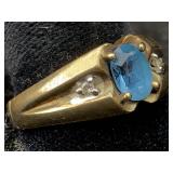 10k Gold Ring W/diamonds & Spinel, Tw 4.7g, Sz 9