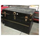 Vtg Trunk w/latches and metal edges, 34x21x24in