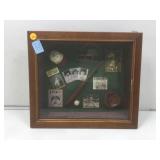 Vtg framed baseball shadow box 12x14