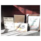 Frames and art work in canvas, largest one is