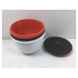 New kitchen bowls w/silicone inserts, red, black