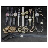 Assorted Quartz Watches & Some Fashion Jewelry,