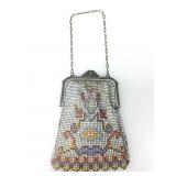 Vtg Whiting & Davis Enameled Metal Mesh Purse