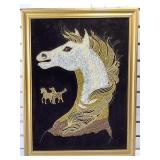 Framed Mixed Media Horse Art - Crystals, Sequins,