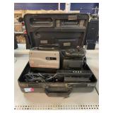 GE VHS video recorder with case