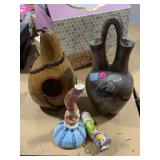 Decorative vase w/carved gourd and more, 15in