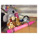 Giant plastic crayon coin bank and collection of