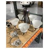 5-lamp chandelier and more, approx 25in diameter