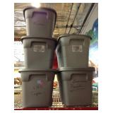 5 Storage Containers with Lids. 10gal