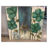 3 Wall Art Painted Canvases. Approx 3ft x 1ft.