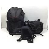 Specialty organizer backpack and camera holster