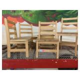 5 small child size wood chairs
