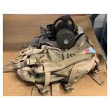 US camo backpack and respirator mask