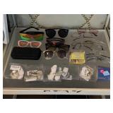 Assorted glasses/eyewear and packs of string