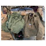 Done tent, carhart and military jacket