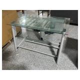 Metal And Glass entertainment center w/3 shelves,