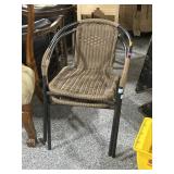 2 metal chairs w/wicker seat and back