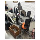 Metal grey floor lamp w/3 lights, approx 6ft tall