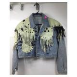 Custom decorated denim jacket size S