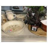 Pfaltzgraff cups, Pyrex wheat pattern dish,