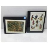2 glass top display frames with prints