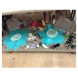 Large Blue Metal Flowers Wall Decor, Elephant,