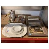 Painted Swiss cottage, framed photo prints,