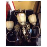 Metal and glass hanging chandelier light fixture