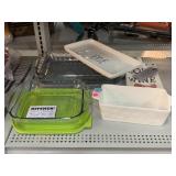 Glass and porcelain serving dishes and more.