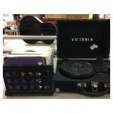 Victrola Record Player and Records.