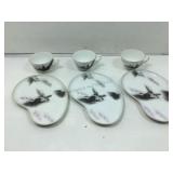 Asian-like hand painted sandwich & tea cup set