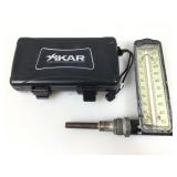 Vtg Industrial thermometer & Xikar travel humidor
