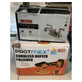 Cordless Buffer Polisher and Delta Faucet.