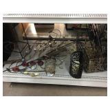 Metal Wall Decor, Basket, Candle Holders, and