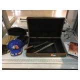 Gloves, Hat, Knives, Silverware Set Case, and