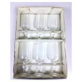 6 stemware glasses.
