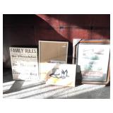 Frames and art work in canvas, largest one is