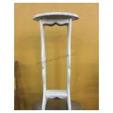 White wood accent table, 14x11x31in