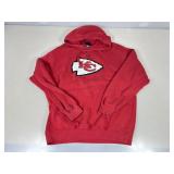 Pullover hoodie size not marked.  Damaged