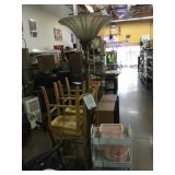 Floor lamp w/glass top, approx 6ft tall