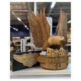 Wood Harley Davidson Statue and Wall Art.